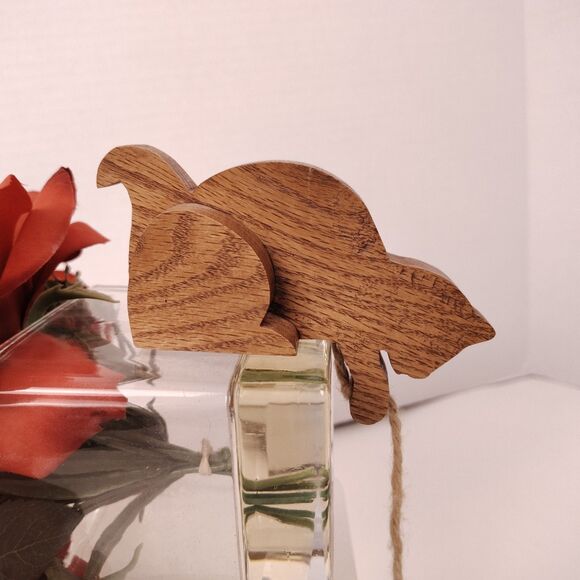 Wooden Cat Shelf Sitter With Dangling Heart Homer Woodworks USA Made - Picture 2 of 7